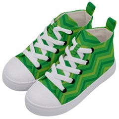 Green Background Abstract Kid s Mid-top Canvas Sneakers