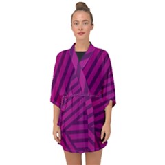 Pattern Lines Stripes Texture Half Sleeve Chiffon Kimono