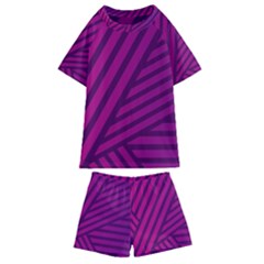 Pattern Lines Stripes Texture Kids  Swim Tee And Shorts Set by Sapixe