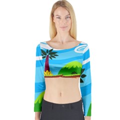 Landscape Background Nature Sky Long Sleeve Crop Top