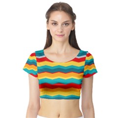 Retro Colors 60 Background Short Sleeve Crop Top