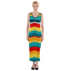 Retro Colors 60 Background Fitted Maxi Dress
