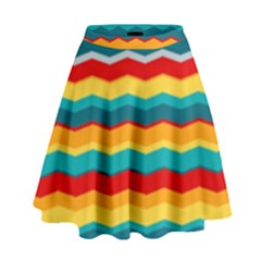 Retro Colors 60 Background High Waist Skirt