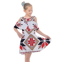 Ornament Stars Textile Crochet Kids  Shoulder Cutout Chiffon Dress