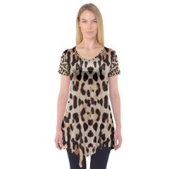 Pattern Leopard Skin Background Short Sleeve Tunic  by Sapixe