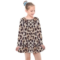 Pattern Leopard Skin Background Kids  Long Sleeve Dress by Sapixe