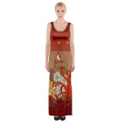 Abstract Background Flower Design Maxi Thigh Split Dress