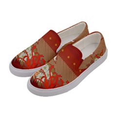 Abstract Background Flower Design Women s Canvas Slip Ons