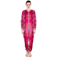 Background Pattern Pink Wallpaper Onepiece Jumpsuit (ladies) 