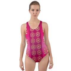 Background Pattern Pink Wallpaper Cut-out Back One Piece Swimsuit