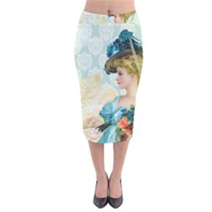 Lady 1112776 1920 Velvet Midi Pencil Skirt