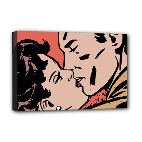 Retrocouplekissing Deluxe Canvas 18  X 12  (stretched)