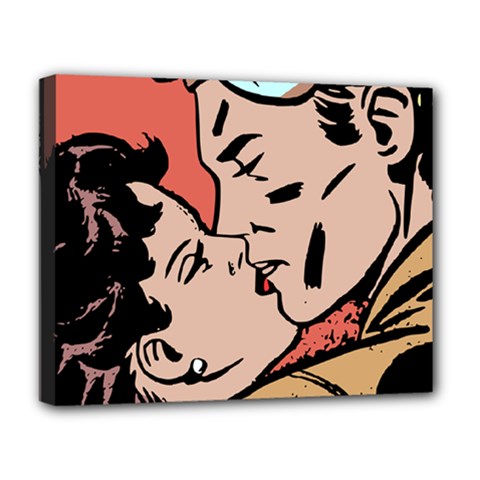 Retrocouplekissing Deluxe Canvas 20  X 16  (stretched)