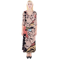 Retrocouplekissing Quarter Sleeve Wrap Maxi Dress