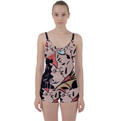 Retrocouplekissing Tie Front Two Piece Tankini