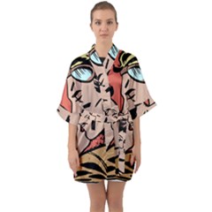 Retrocouplekissing Quarter Sleeve Kimono Robe