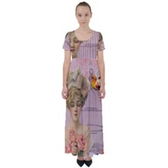 Woman 1079479 1920 High Waist Short Sleeve Maxi Dress