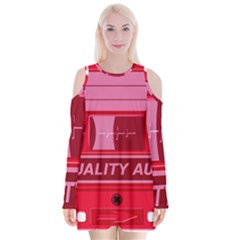 Red Cassette Velvet Long Sleeve Shoulder Cutout Dress by vintage2030