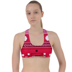 Red Cassette Criss Cross Racerback Sports Bra by vintage2030