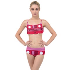 Red Cassette Layered Top Bikini Set by vintage2030