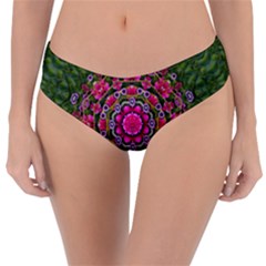 Fantasy Floral Wreath In The Green Summer  Leaves Reversible Classic Bikini Bottoms by pepitasart