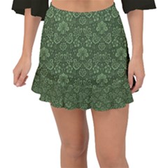 Damask Green Fishtail Mini Chiffon Skirt