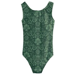 Damask Green Kids  Cut-out Back One Piece Swimsuit by vintage2030