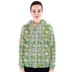 Vintage Floral Print Collage Pattern Women s Zipper Hoodie by dflcprints