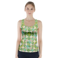 Vintage Floral Print Collage Pattern Racer Back Sports Top by dflcprints