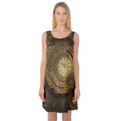 Awesome Steampunk Design, Clockwork Sleeveless Satin Nightdress by FantasyWorld7