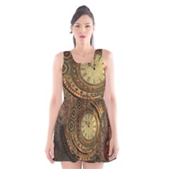 Awesome Steampunk Design, Clockwork Scoop Neck Skater Dress by FantasyWorld7