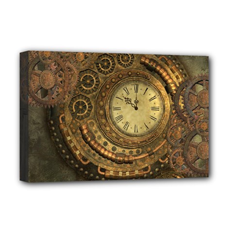 Awesome Steampunk Design, Clockwork Deluxe Canvas 18  X 12  (stretched) by FantasyWorld7