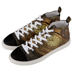 Awesome Steampunk Design, Clockwork Men s Mid-top Canvas Sneakers