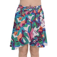 Multicolor Abstract Pattern Chiffon Wrap Front Skirt by GabriellaDavid