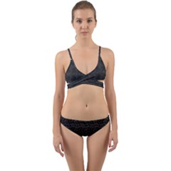 Wavy Grid Dark Pattern Wrap Around Bikini Set by dflcprints