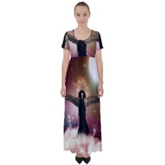 Awesome Dark Fairy In The Sky High Waist Short Sleeve Maxi Dress by FantasyWorld7