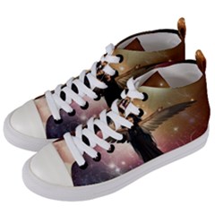 Awesome Dark Fairy In The Sky Women s Mid-top Canvas Sneakers by FantasyWorld7