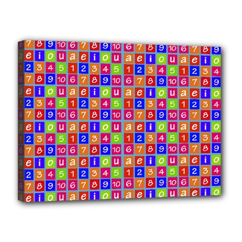 Numbers And Vowels Colorful Pattern Canvas 16  X 12  (stretched) by dflcprints
