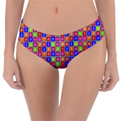 Numbers And Vowels Colorful Pattern Reversible Classic Bikini Bottoms by dflcprints