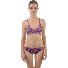 Numbers And Vowels Colorful Pattern Wrap Around Bikini Set