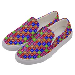 Numbers And Vowels Colorful Pattern Men s Canvas Slip Ons by dflcprints