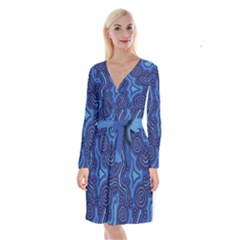 Aboriginal Art - Travel  Long Sleeve Velvet Front Wrap Dress