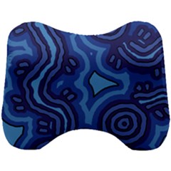 Aboriginal Art - Blue Campsites Head Support Cushion by hogartharts