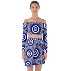 Aboriginal Art - Gathering Off Shoulder Top With Skirt Set by hogartharts