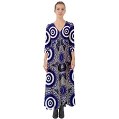 Aboriginal Art - Gathering Button Up Boho Maxi Dress by hogartharts