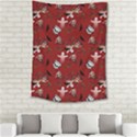 Gothic Woman Rose Bats Pattern Red Medium Tapestry View2