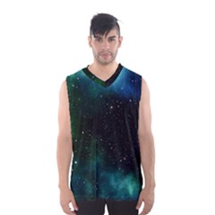 Galaxy Sky Blue Green Men s Basketball Tank Top by snowwhitegirl