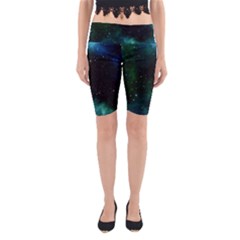 Galaxy Sky Blue Green Yoga Cropped Leggings by snowwhitegirl