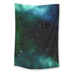 Galaxy Sky Blue Green Large Tapestry by snowwhitegirl