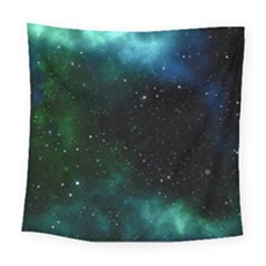 Galaxy Sky Blue Green Square Tapestry (large)